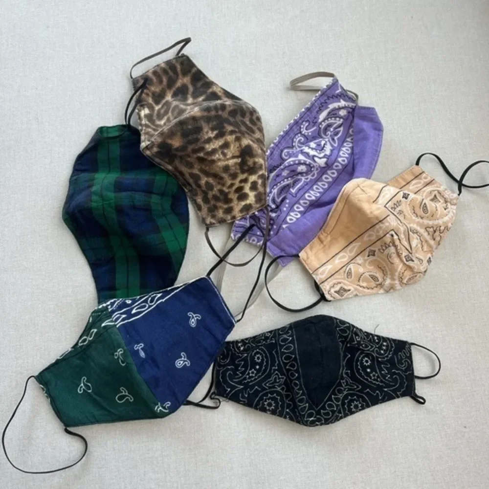 Bandana plaid print‎ face mask lit handmade upcycled cotton bundle​